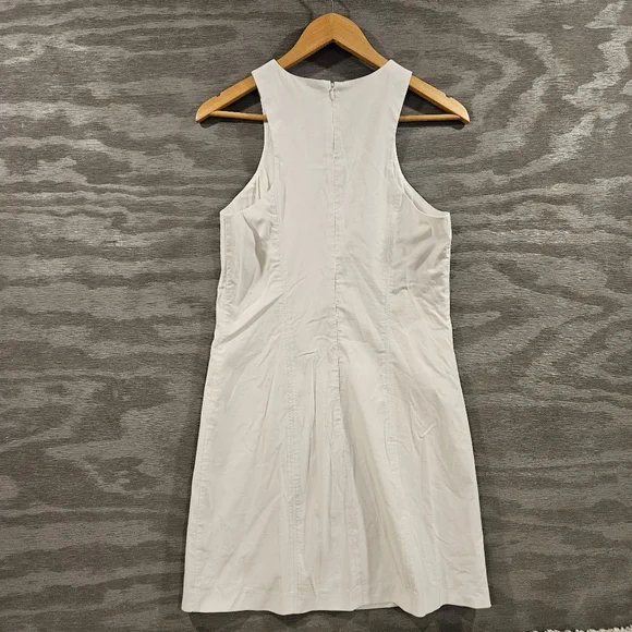 BHLDN SZ Med White Halter Helena Sleeveless Seamed Mini Lined Dress Zip Back - Picture 3 of 13